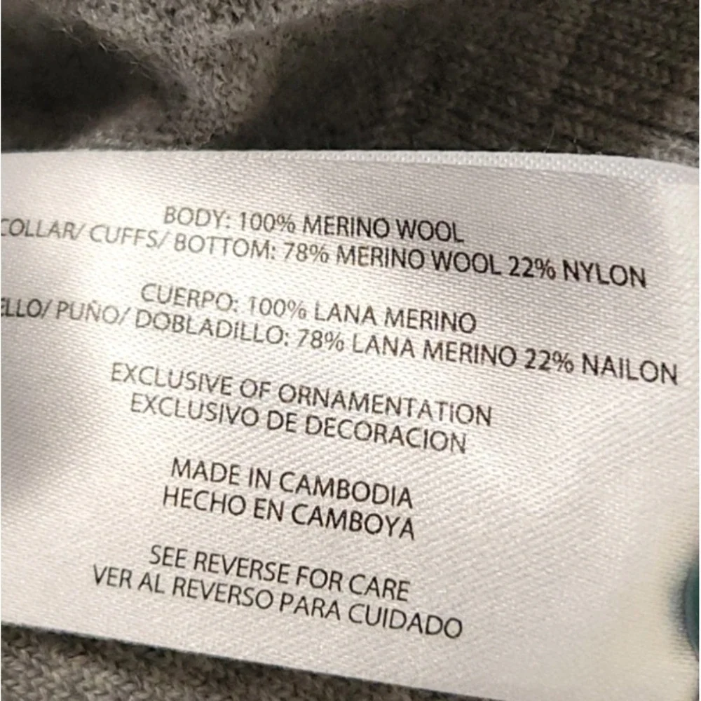 Banana Republic Men's 100%‎ Merino Wool V-Neck Sweater Size XL Gray Long Sleeve